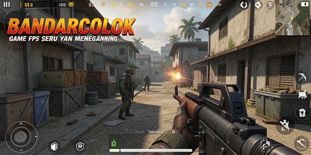 Tampilan aksi mendebarkan dalam permainan FPS BANDARCOLOK.