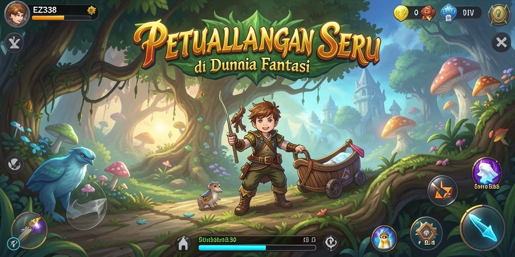 Tampilan screenshot EZ338 memperlihatkan aksi petualangan yang seru.