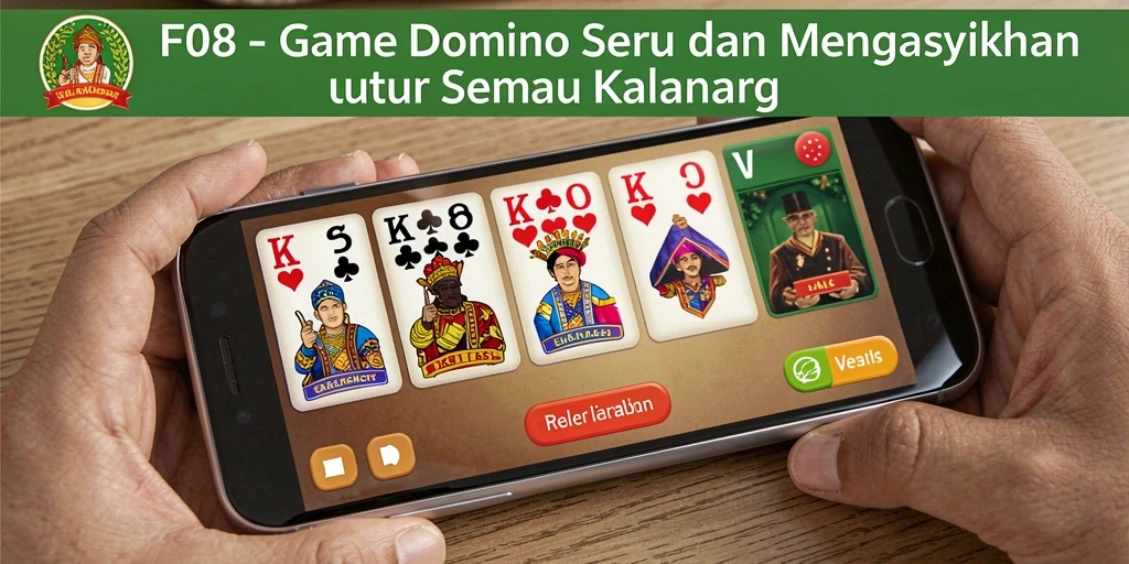 Tampilan gameplay seru dengan kartu domino menarik di F08.