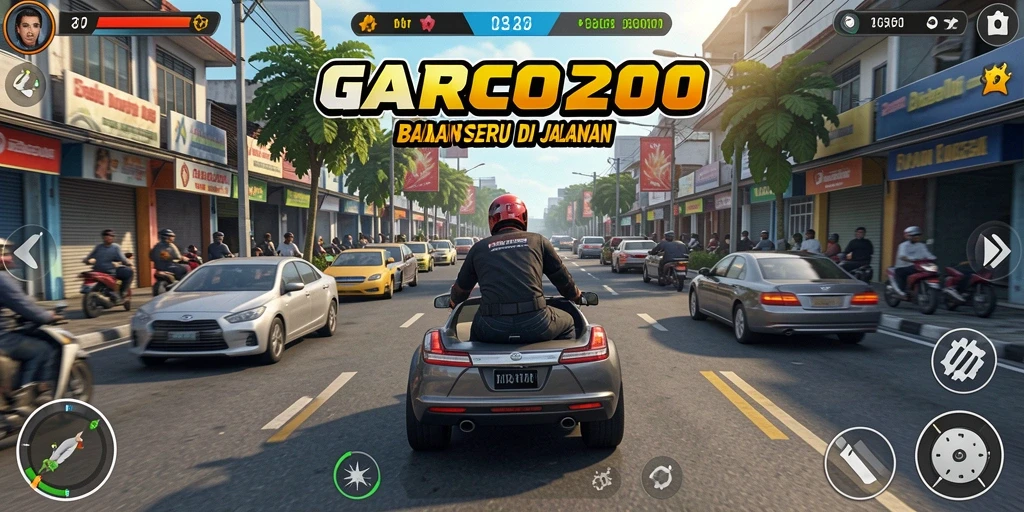 Tampilan menarik dari gameplay balapan di GARCO200.
