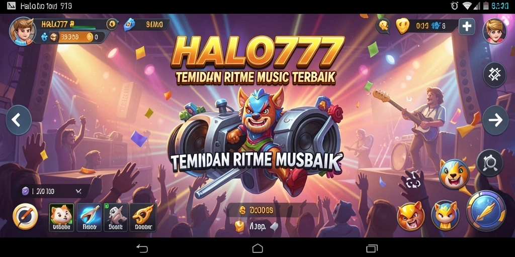 Screenshot utama HALO777 menampilkan gameplay musik yang seru dan dinamis.