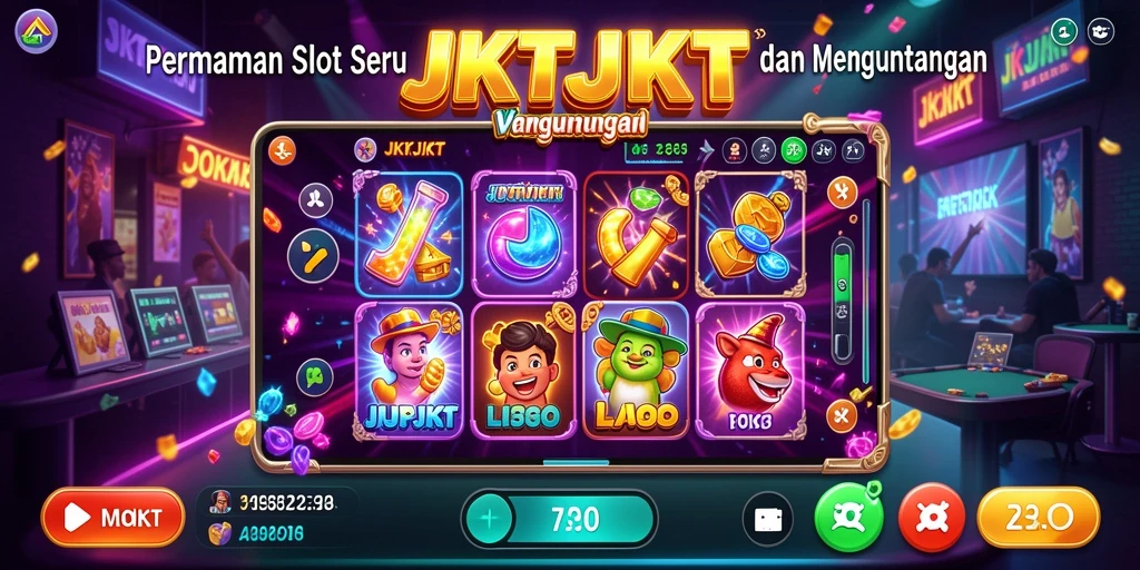 Tangkapan layar gameplay JKTJKT yang menampilkan gulungan slot yang menarik.