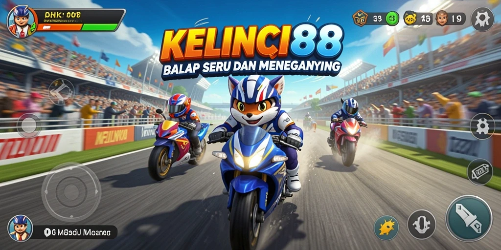 Screenshot gameplay KELINCI88 menampilkan aksi balap yang mendebarkan.