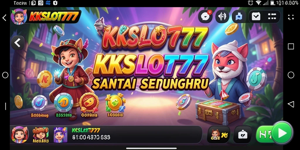 Screenshot utama KKSLOT777 menampilkan gameplay yang ceria dan mengasyikkan.