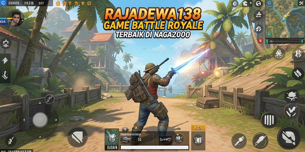 Screenshot utama RAJADEWA138 menampilkan momen seru di tengah pertempuran Battle Royale.