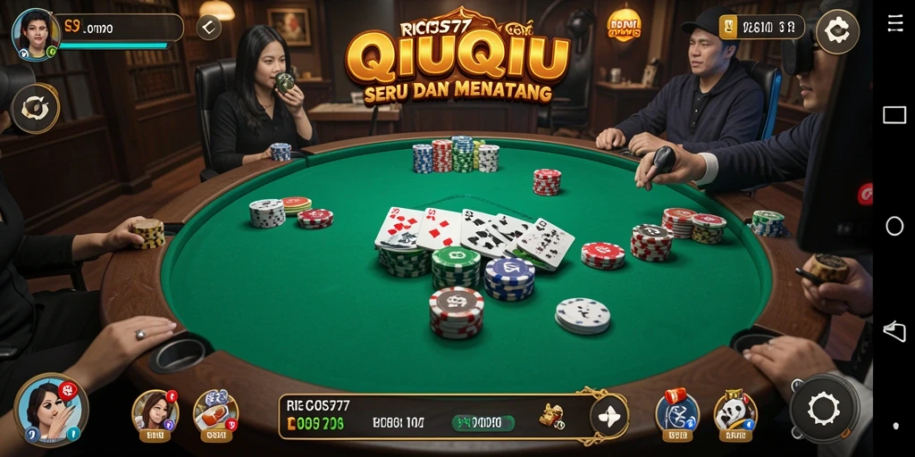 Tampilan gameplay seru RICIS77 yang menampilkan aksi QiuQiu.