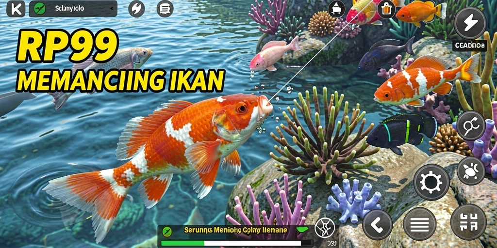 Tangkapan layar gameplay RP99 yang penuh aksi menembak ikan.