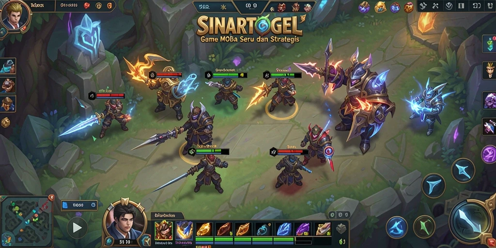 Tangkapan layar gameplay SINARTOGEL dengan aksi pertempuran MOBA.