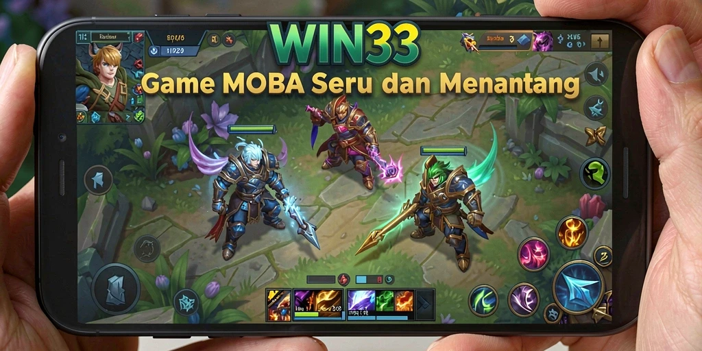 Tampilan seru dari gameplay MOBA di WIN33 yang mendebarkan.